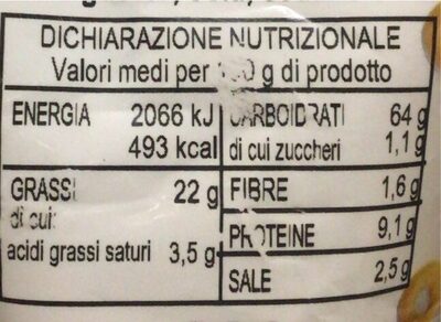 Tarallini gusto pizza nutrition facts table