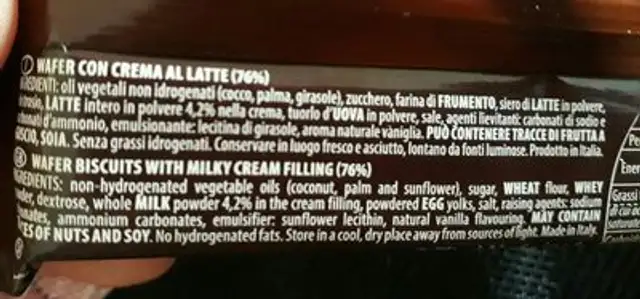Grisbi Milk Waffer Biscuit ingredients label