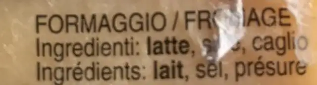 Parmesan En Stick ingredients label
