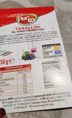 Taralli  al vino primitivo front packaging