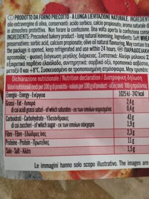 Base Pizza Bianca Classica nutrition facts table