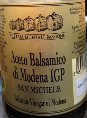 Aceto balsamico di modena Igp front packaging