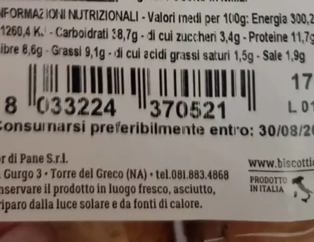 Freselline multicereali nutrition facts table