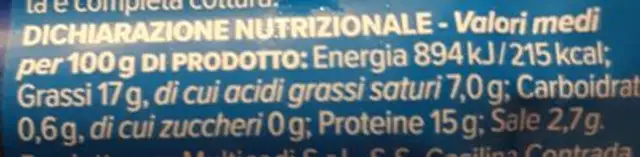 Wurstel di puro suino nutrition facts table