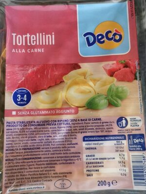Tortellini alla carne front packaging