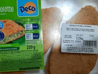 Cotolette con spinaci