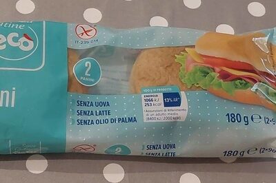 Panini Decò senza glutine senza latte senza uova front packaging