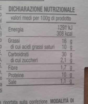 Mezzelune speck e Brie nutrition facts table