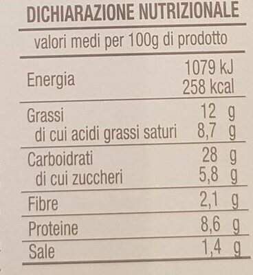 Gastronauta nutrition facts table
