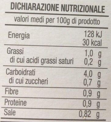 Vellutata di asparagi nutrition facts table