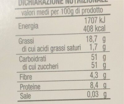 Paste di mandola al limone nutrition facts table