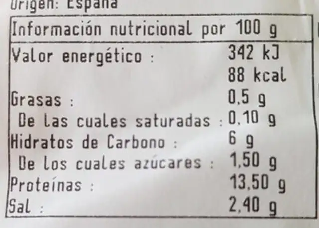 Pechuga pavo adobada nutrition facts table