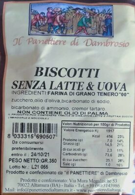 Biscotti senza latte e senza uova