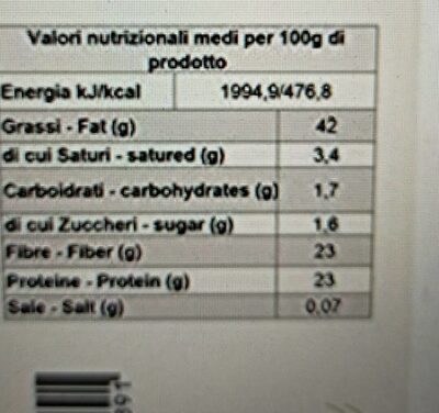 Farina di lino nutrition facts table