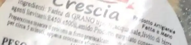 Crescia ingredients label