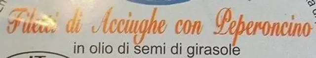 Filetti di acciughe con peperoncino ingredients label
