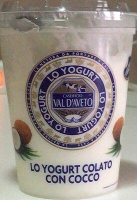 Lo yogurt colato val d’aveto con cocco front packaging