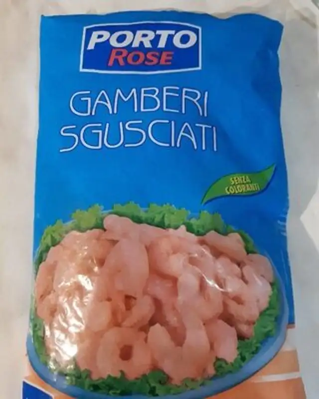 Gamberi sgusciati front packaging