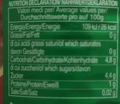 Polpa di pomodoro nutrition facts table