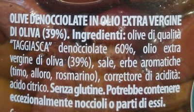 Olive taggiasche ingredients label