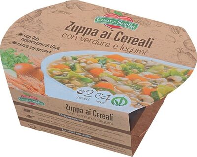 Zuppa ai cereali con verdure e legumi