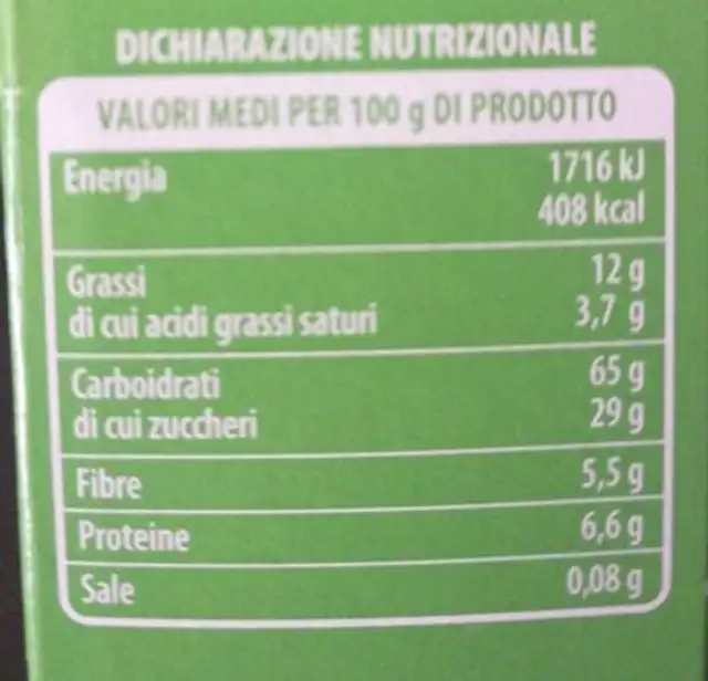 Naturalix nutrition facts table