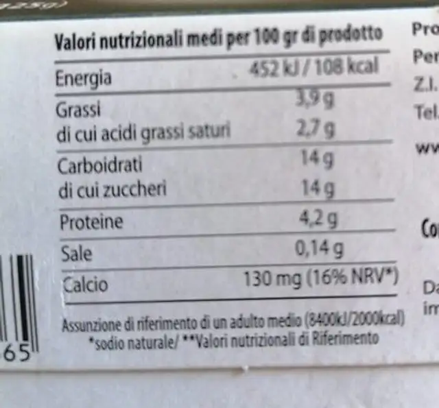 Fattorie donna Giulia yogurt nutrition facts table