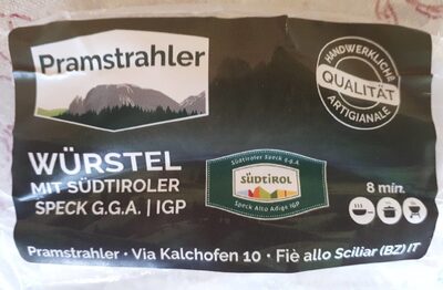 Würstel con Speck Alto Adige IGP front packaging