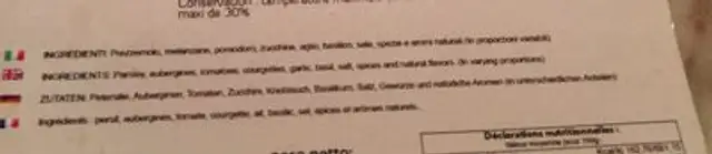 Traormina ingredients label