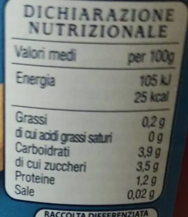 Passata rustica nutrition facts table