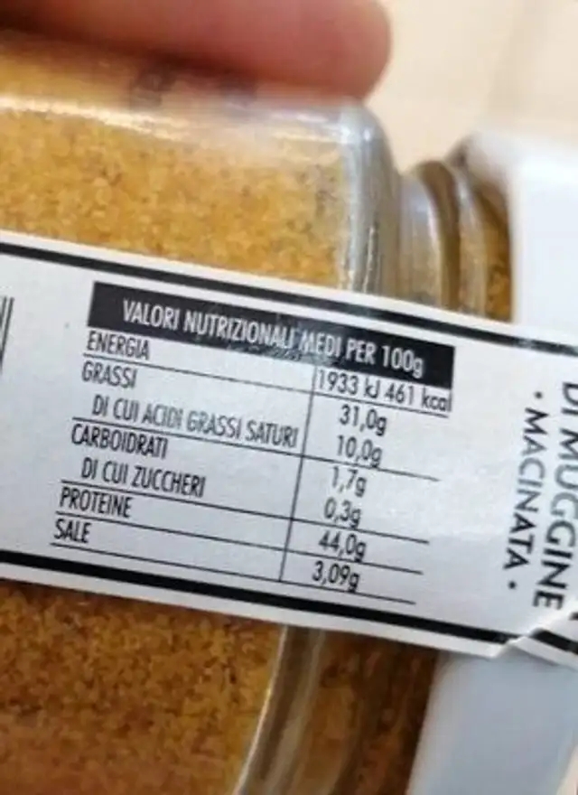 Bottarga di muggine nutrition facts table