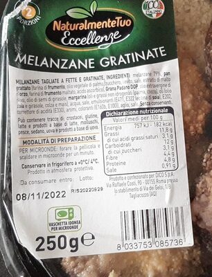 Melanzane gratiinate front packaging