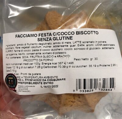 Biscotto al cocco senza glutine
