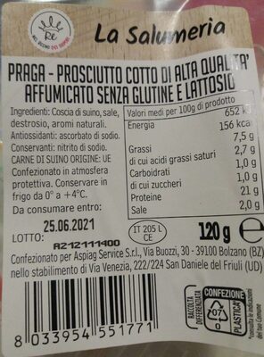 Praga-prosciutto cotto di alta qualità affumicato front packaging