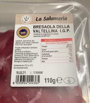 Bresaola della valtellina igp