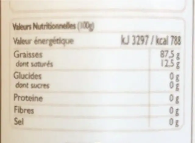Assaisonnement aromatisé à la truffr nutrition facts table