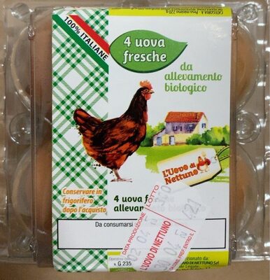 Uova fresche di allevamento biologico front packaging