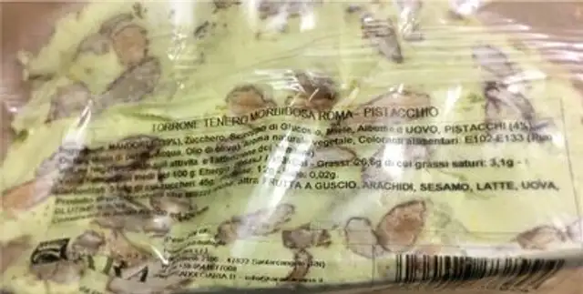 Torrone tenero pistacchio nutrition facts table