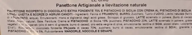 Vincente Panettone al pistacchio nutrition facts table