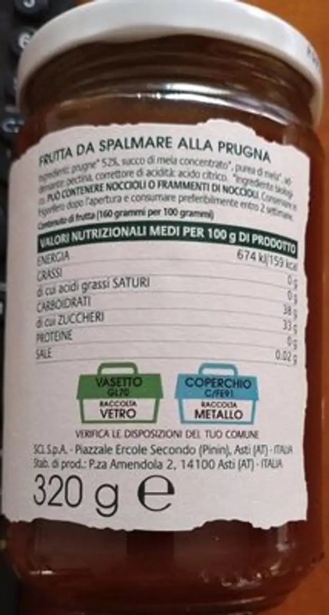 Prugna da spalmare nutrition facts table