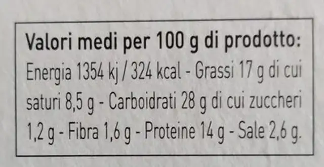 Rotolo Farcito con speck e brie nutrition facts table