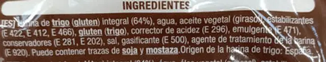 Tortillas Receta Mexicana de trigo integral ingredients label