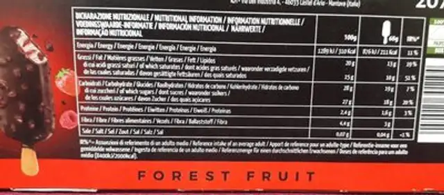 VCLUB nutrition facts table