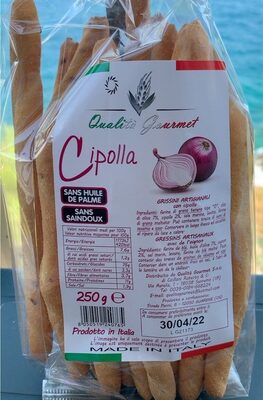 Gressins artisanaux avec de l'oignon front packaging