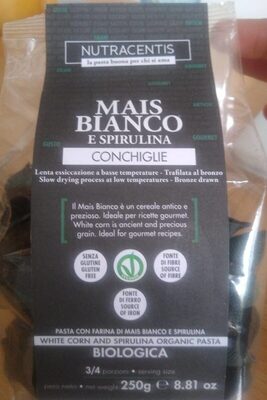 Conchiglie Mais bianco e spirulina front packaging