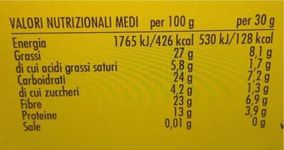 Barretta di Legumi al Cioccolato nutrition facts table