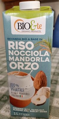 Bevanda bio a base di riso nocciola mandorla orzo