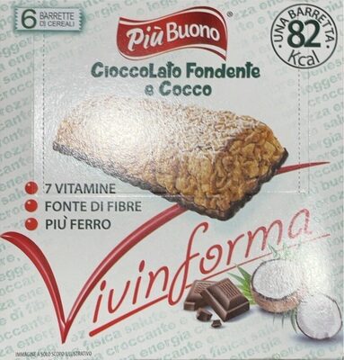 Vivinforma cioccolato fondente e cocco front packaging