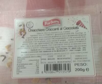 Chiacchiere Croccanti al Cioccolato front packaging