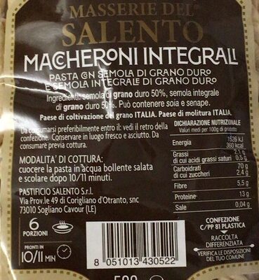 Maccheroni integrali